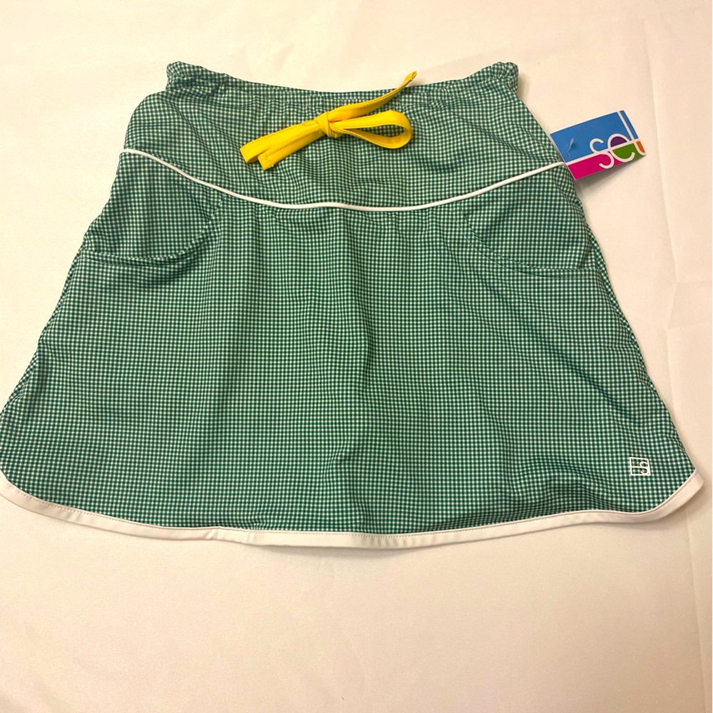 NWT - SET Athleisure Tiffany Skort in Augusta Green Mini-Gingham